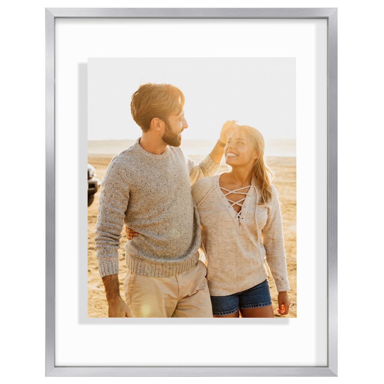 Americanflat Floating Aluminum Picture Frame - Sleek Aluminum Photo Frame for Wall Display - Black Metal Molded Frame - Shatter Resistant Glass - Hanging Hardware